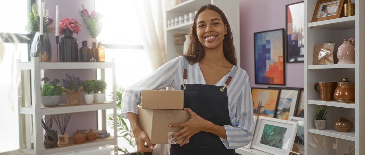 woman working from her b2c home office